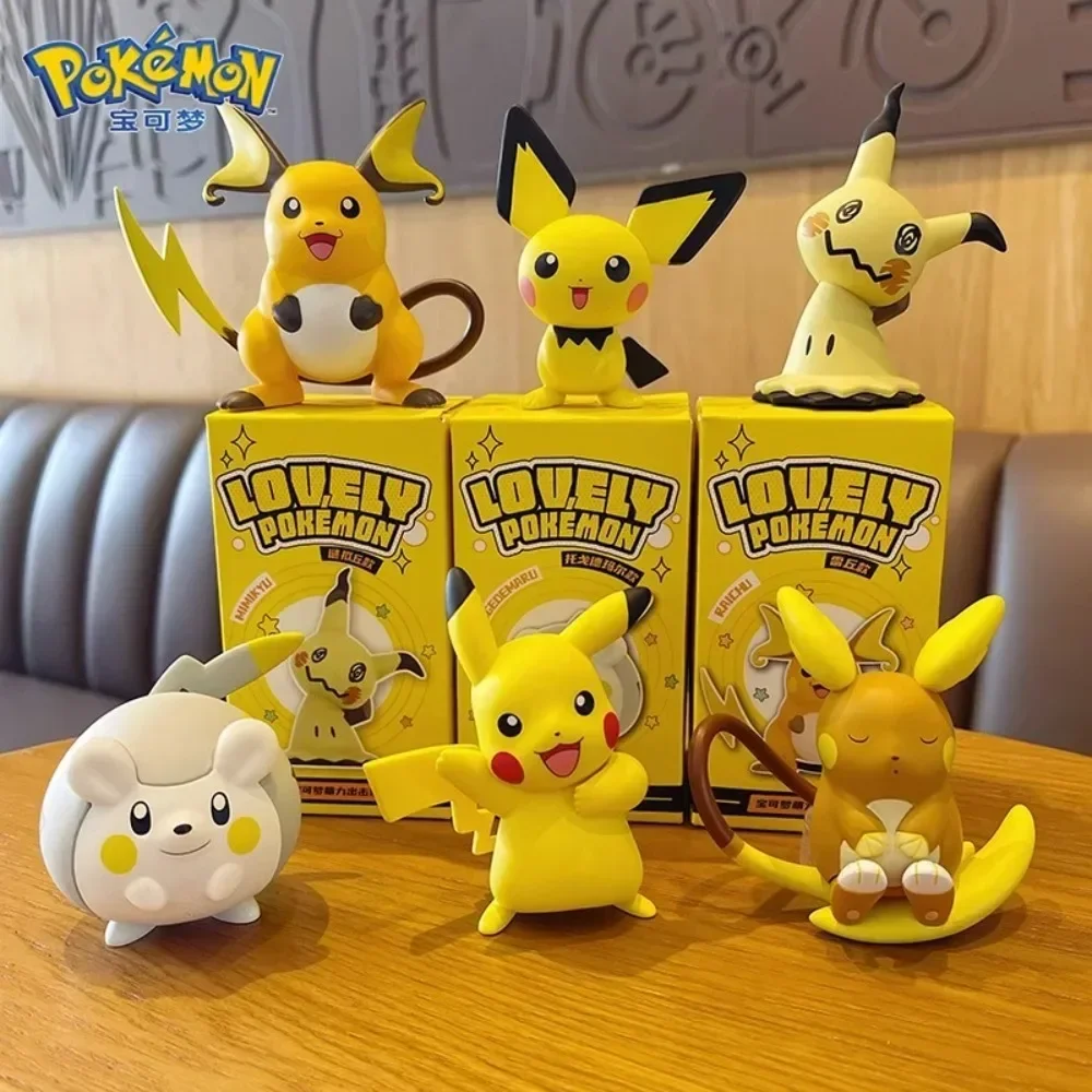 2024 Pokemon Toys Cute Pikachu Pichu Togedemaru Raichu Mimikyu Anime Character Models Dolls Desktop Decorations Children's Gifts