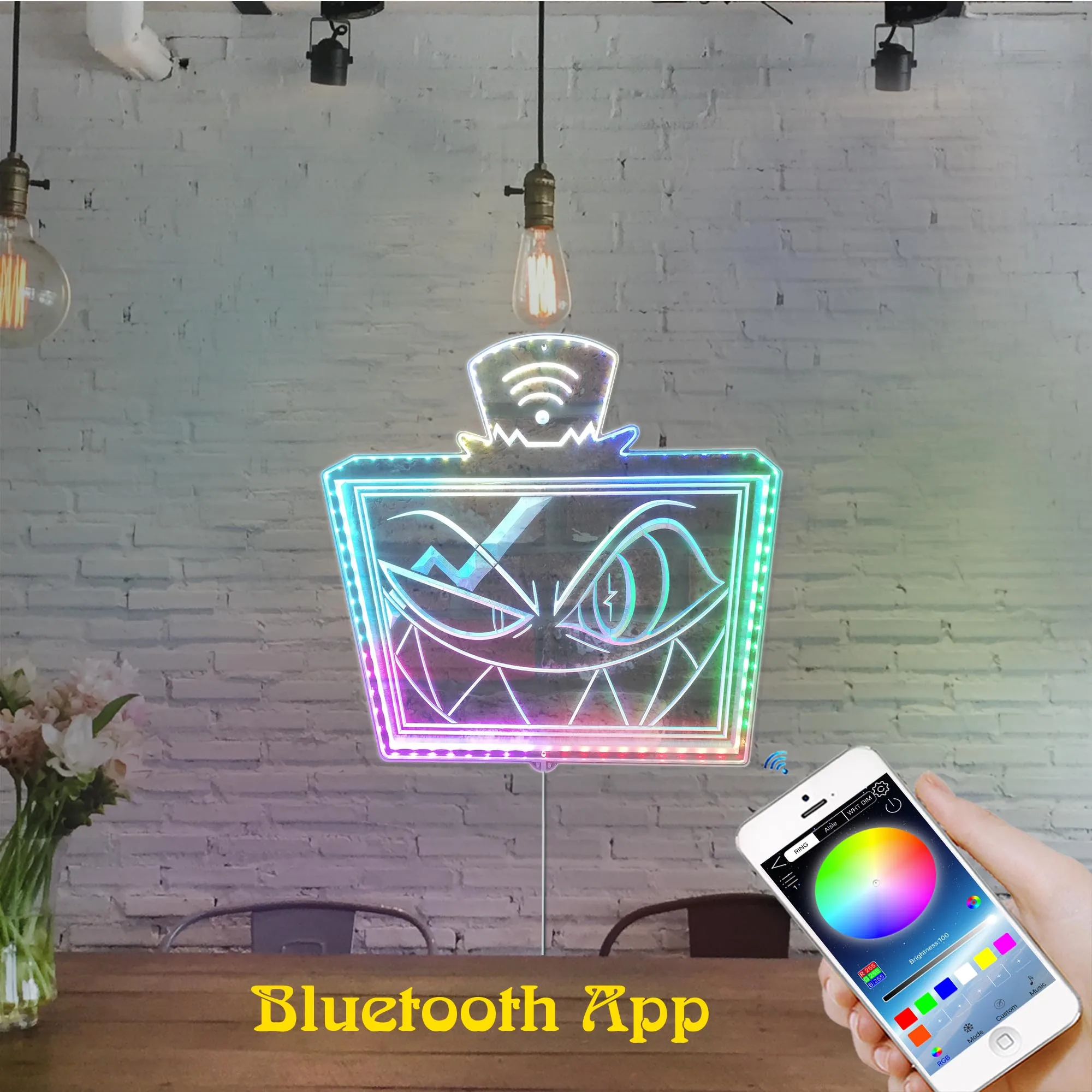علامة LED نيون من Hazbin Hotel Vox، لافتة LED للضوء الليلي للألعاب، لافتة نيون لغرفة الألعاب