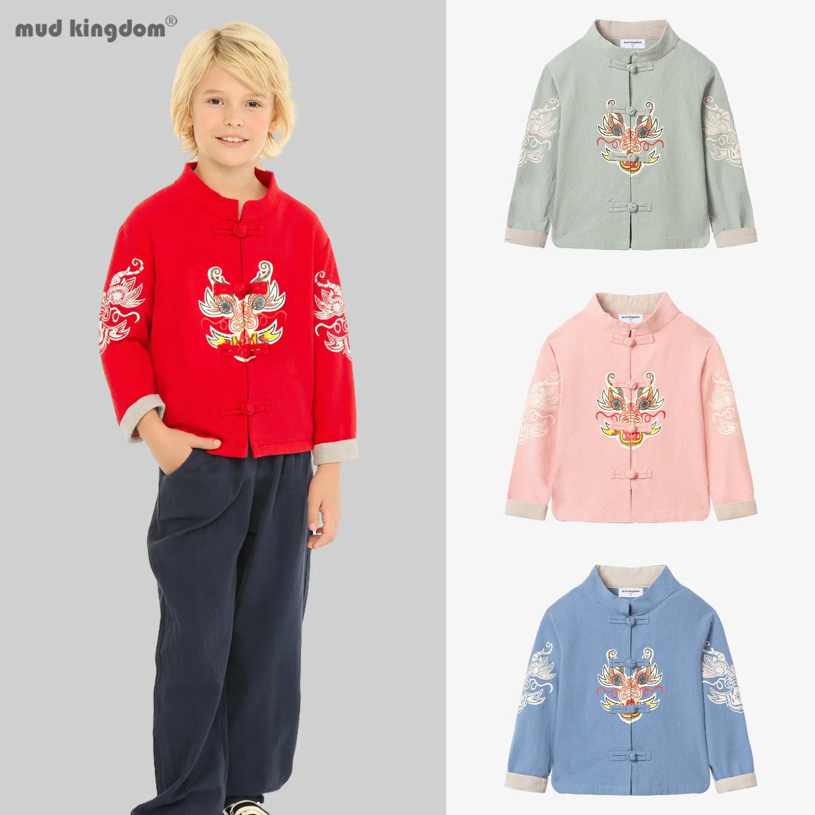 

Комплекты Mudkingdom для мальчиков и девочек, новогодний костюм для мальчика, куртка Тан, пальто и брюки, костюм, осенне-зимний комплект детской одежды