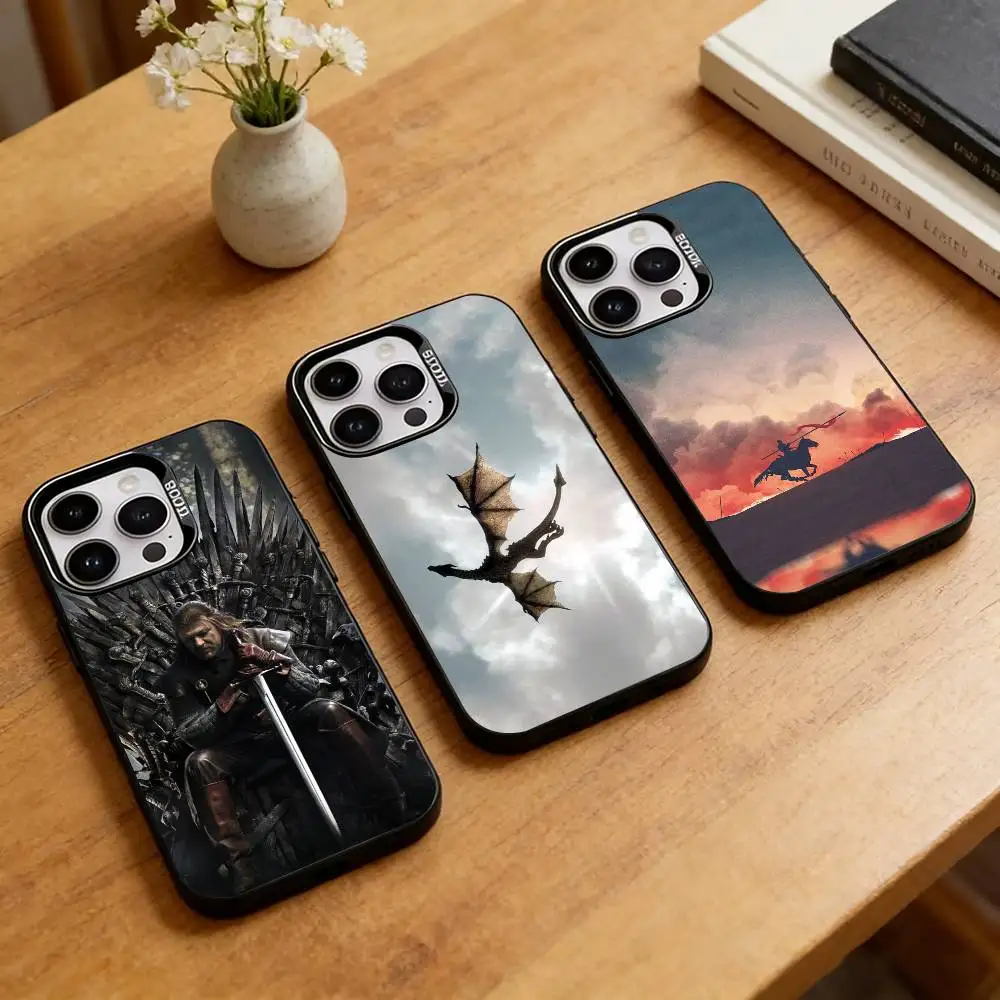 

G-Game of Thrones Phone Case For iPhone 17,16,15,14,13,12,11 Plus,Pro Max,XS,Colored Silver Plated Inside Cover