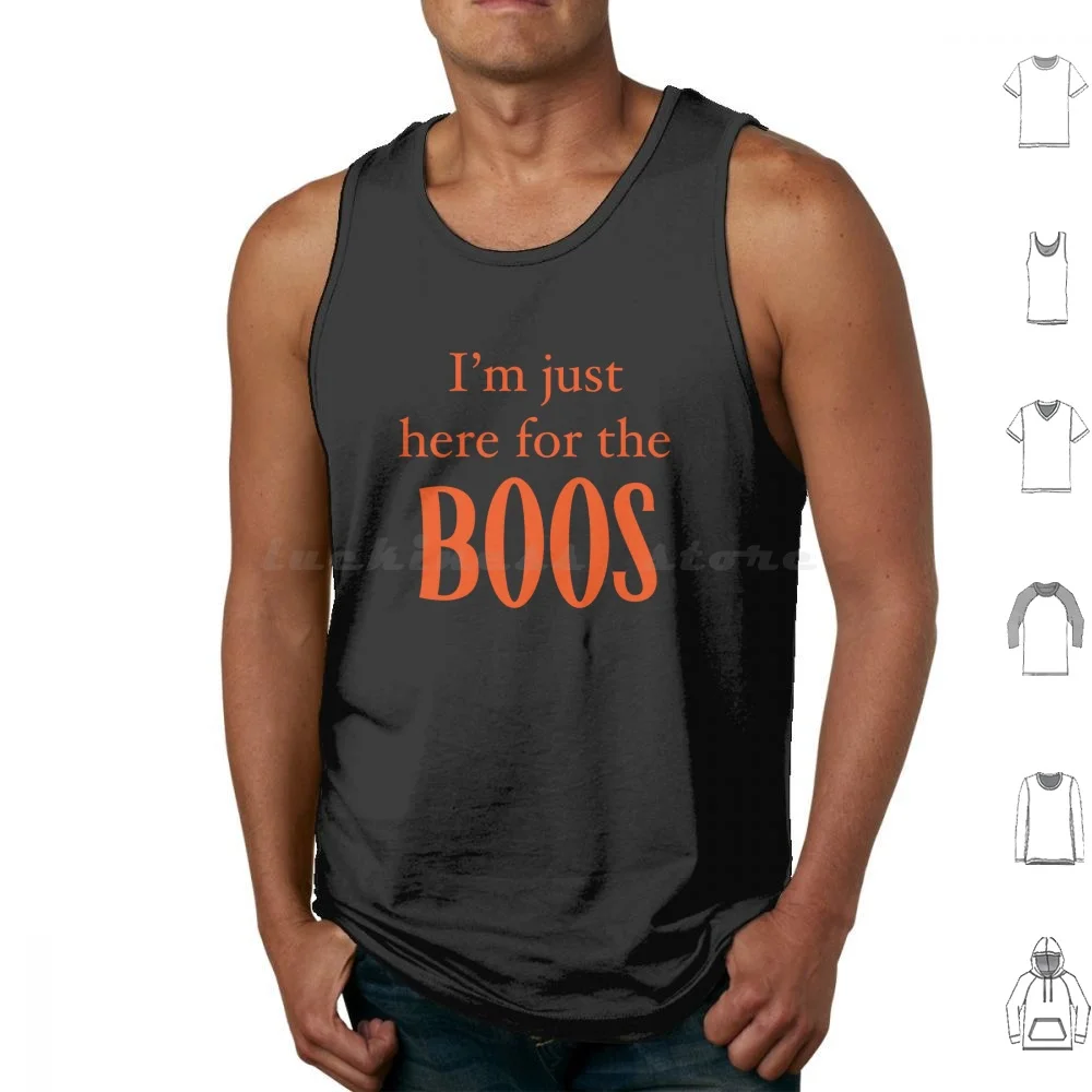 I’M Just Here For The Boos Tank Tops Vest Sleeveless Halloween Witch Sexy Fun Funny Sarcastic Cat Owl Moon Party Drinks Booze