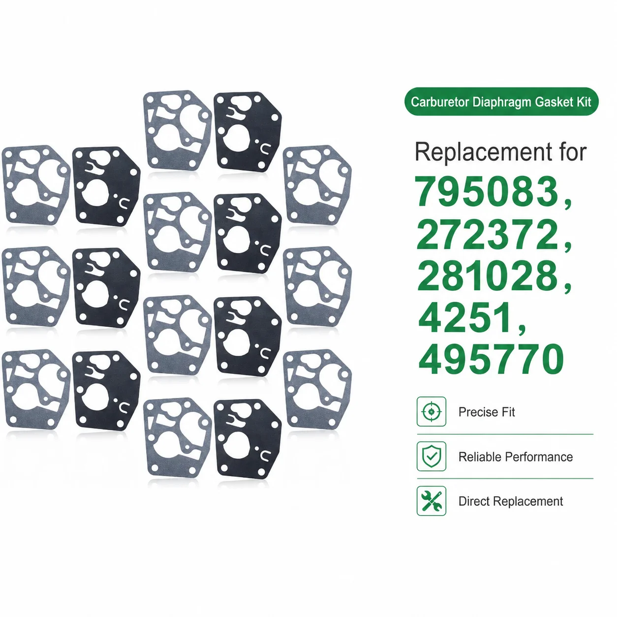 Diaphragm Gasket Kit Carburetor For Briggs Stratton Sprint Classic 3.5-3.75HP Engine 10 Sets 20 Pcs Replaces 795083 4251