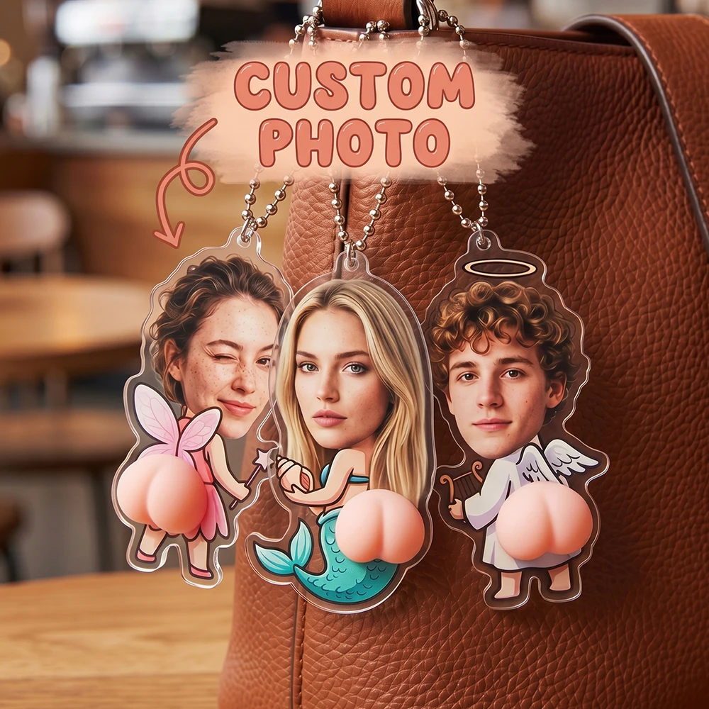 Custom Photo Acrylic Keychain,Personalized Squishy Butt Charm,Cute Quirky Novelty,Funny Birthday Gift,Magical Party Favor