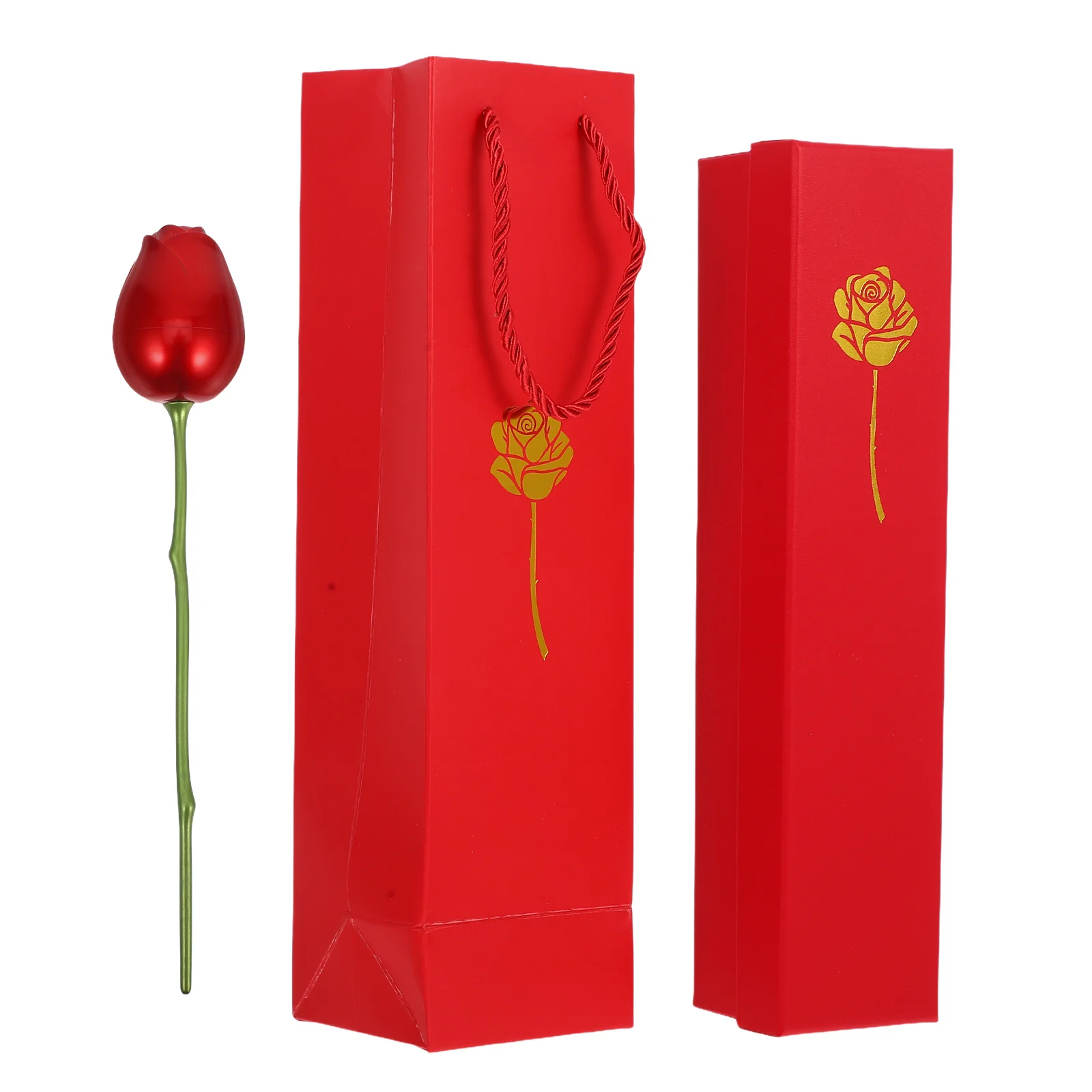 Red Rose Ring Box Elegant Floral Engagement Proposal Wedding Anniversary Valentines Day Jewelry Earring Storage Gift Box