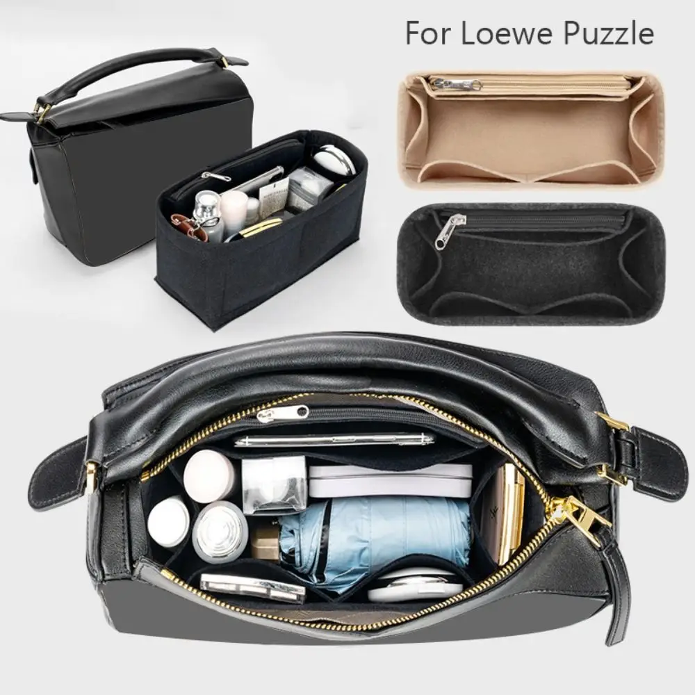 Bolso de fieltro Simple, bolsa de inserción, soporte para bolsa, bolsa interna multibolsillo, organizador portátil de gran capacidad para rompecabezas Loewe