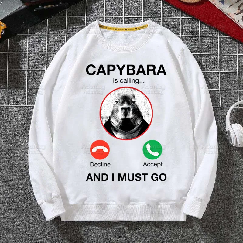 Capybara-Sudadera con capucha de dibujos animados para hombre, suéter con capucha de animales bonitos, Hip Hop, otoño