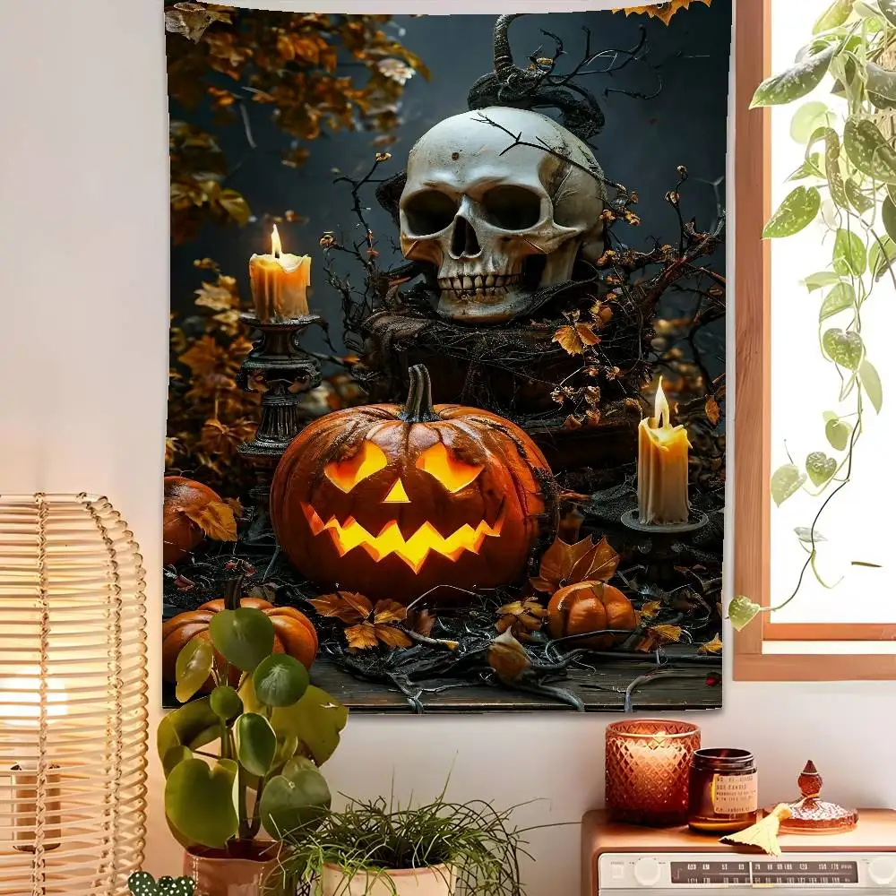 

Halloween All Saints Day Tapestry Bedroom Living Bar Garden Outdoor Microfiber Festival Decoration Background Art Banner