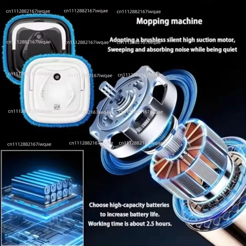 Smart Electric Floor Mop Robot Spray Mist Mopping Machine Rotary Strong Suction Humidification Spray Dry Wet Dual-Use Cleaning