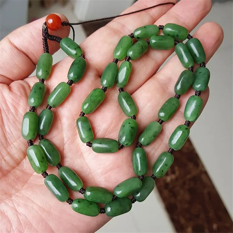 Xinjiang Hetian Colar de Jade para Homens e Mulheres, Cordão Verde Espinafre, Corrente Pingente Natural, JadeaGoods