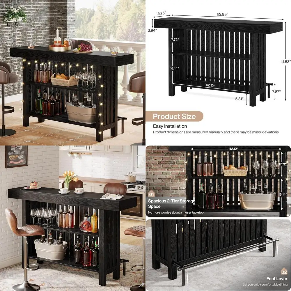 

Двухуровневый барный стол 63 с подставкой для ног для дома, кухни, бистро, столовой и гостиной