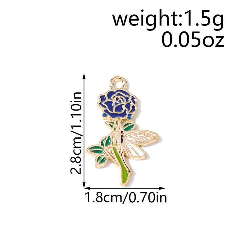 20 Stück 18x28mm Niedliche Emaille-Rosenblüten-Anhänger für die Herstellung von Halsketten, Ohrringen, Armbändern, DIY-Bastelarbeiten, Schmuckzubehör – Detail 1