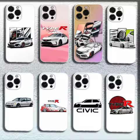 Type R C-Civic Sport Car Phone Case For iPhone 16,15,14,13,12,11 Plus,Pro,Max,XR,XS,X,Plus,SE,Mini Transparent Soft Cover