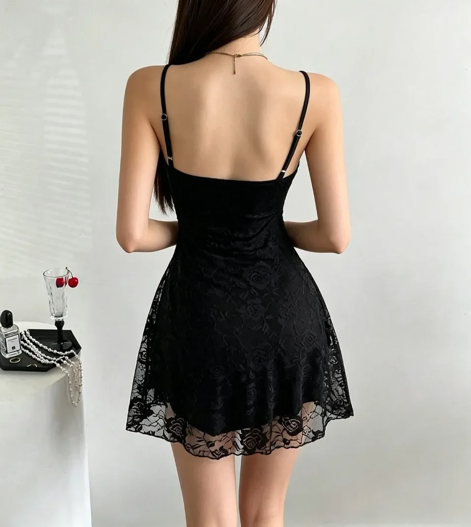 Sommerliches Neues Mini-Kleid mit Spaghettiträgern, Rüschen, Korsett, Rückenfreiem Design, Bandage, Spitze, Stufenrock, Rüschenkleid, Club-Party-Sexy-Kleid, Weißes Kleid – Detail 6