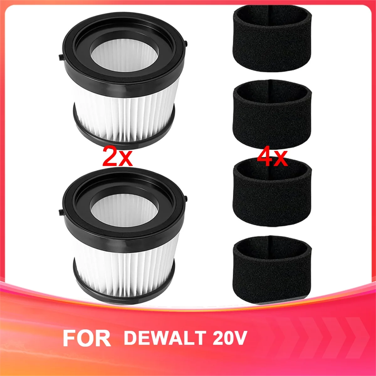 B25B DCV5011H Ersatz-HEPA-Filter, kompatibel mit DEWALT 20 V Akku-Staubsauger DCV501HB mit Schaumstoffhülsenfiltern