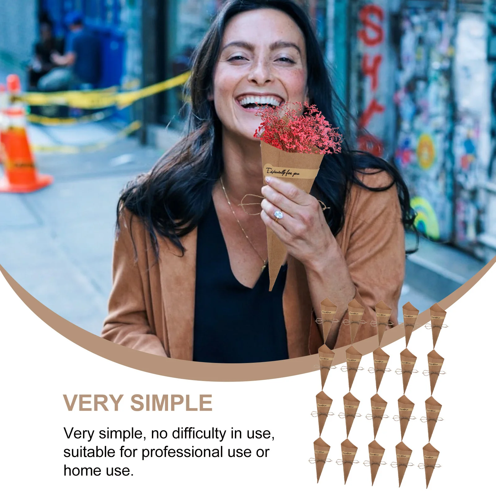 

50Pcs Paper Cones Kraft Candy Wrappers Food Packaging Ice Cream Cake Flower Party Dessert Holders Food Paper Cone