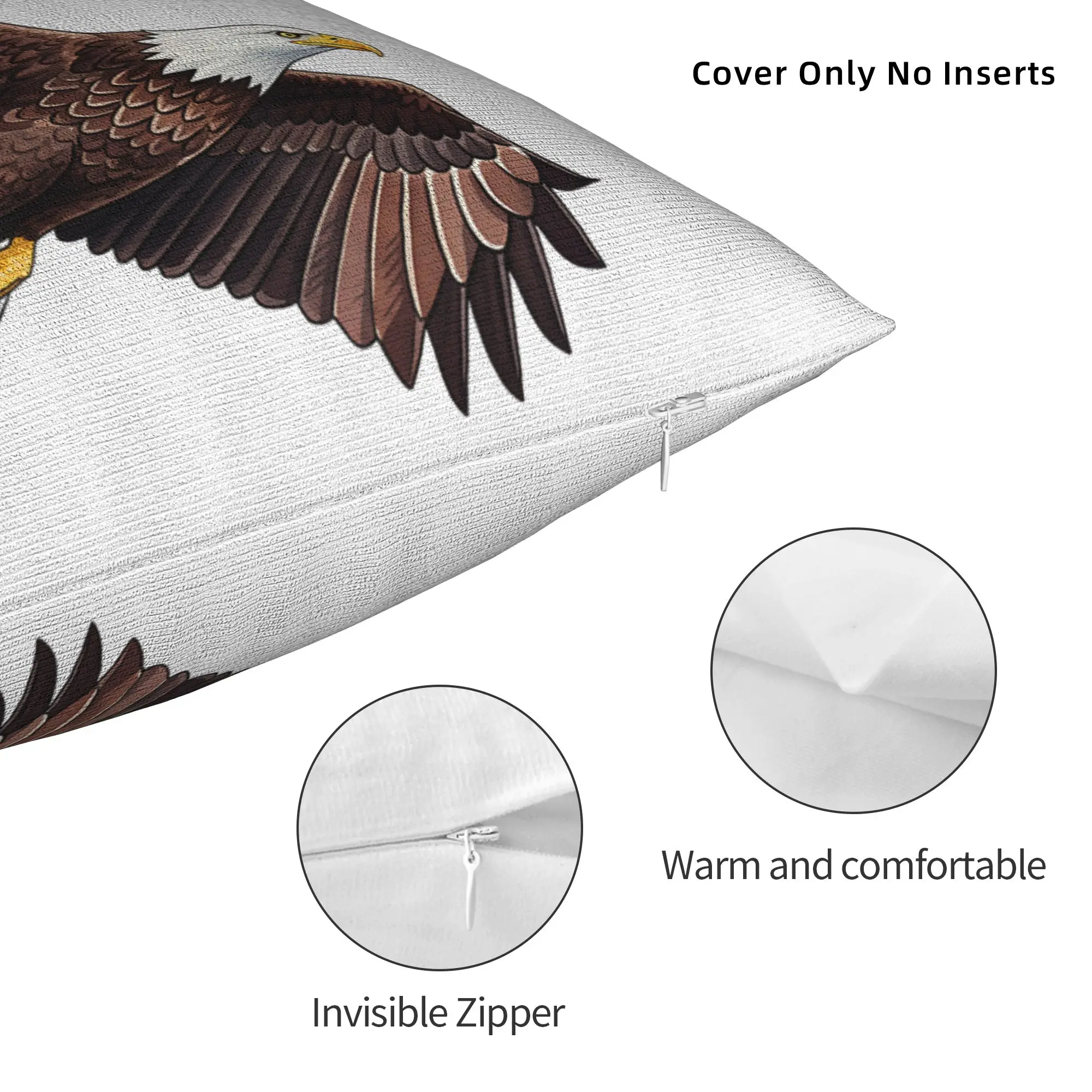 Printed Jackie The Big-Bear Eagle Pillowcase Polyester Cushion Cover Supports California Wildlife Throw Pillow Case Cover Square