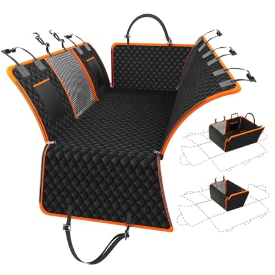 

3 in 1 Hard Bottom Car Seat Cover for Dogs Convertible Double and Single Seat Mode 400lbs Back Seat Extender Waterproof Scratch