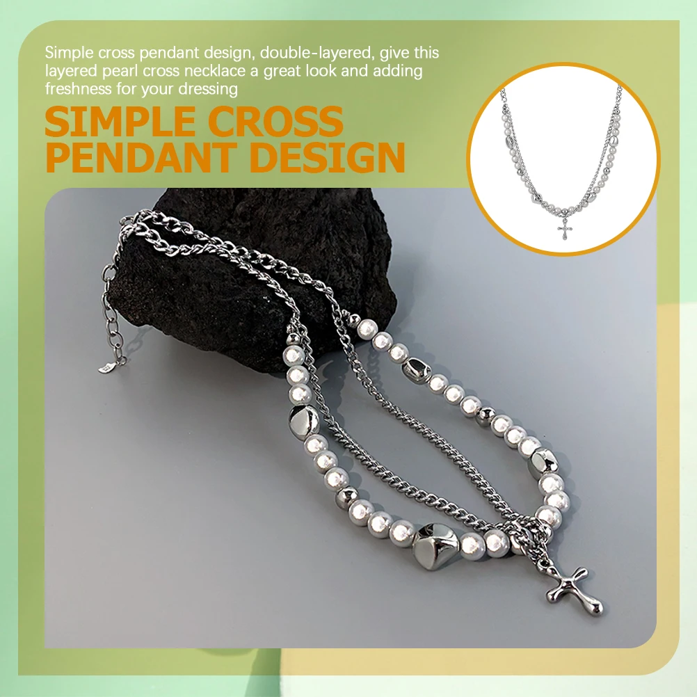 

1pc Layered For Women Double-Layered Golden Layered Necklace For Girls Costume Jewelry Valentine Christmas Gift