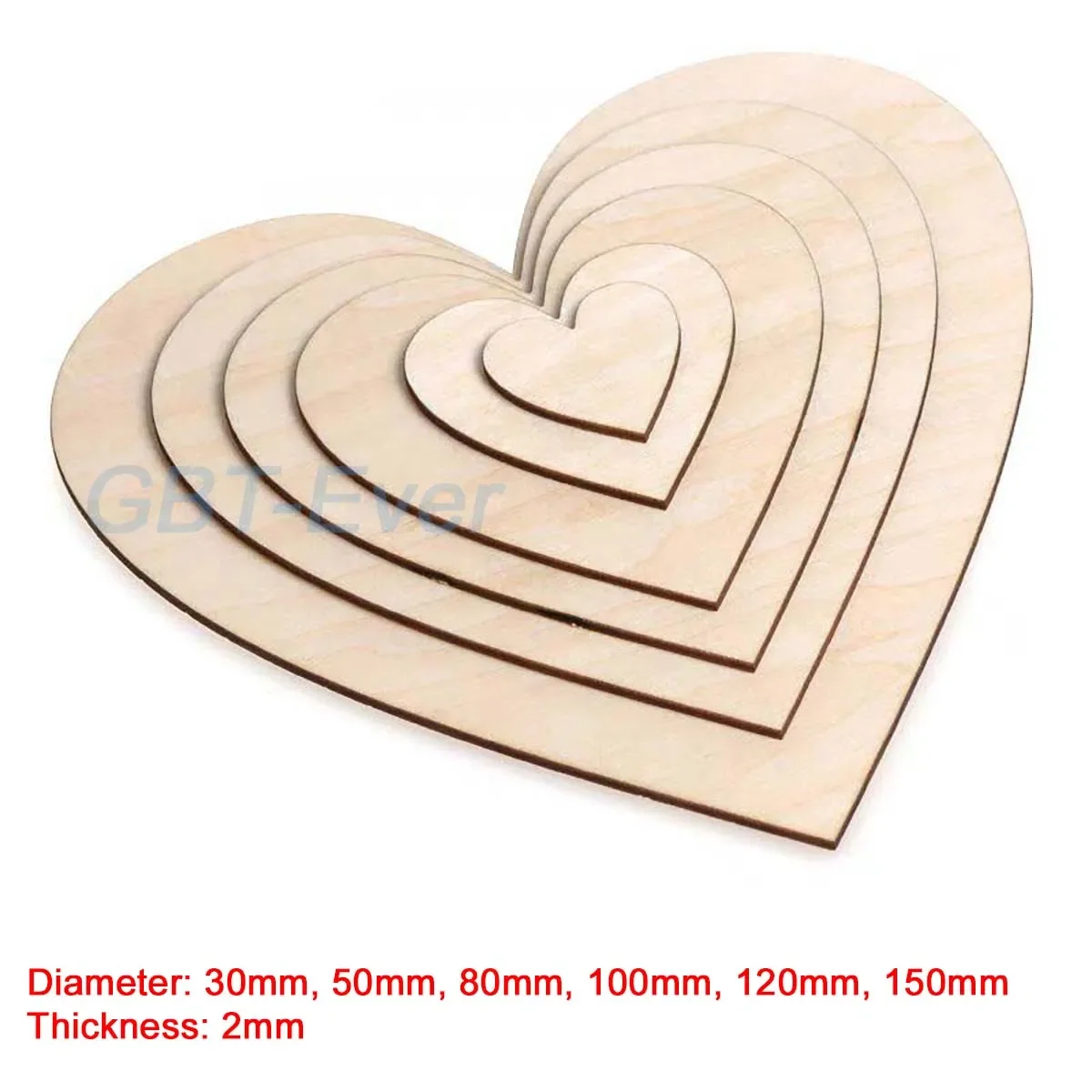 30-150mm Blank Heart Wood Slices Wood Love Heart Shape Wedding Holiday Decorations Crafts DIY Birthday Party Supplies 5/10Pcs