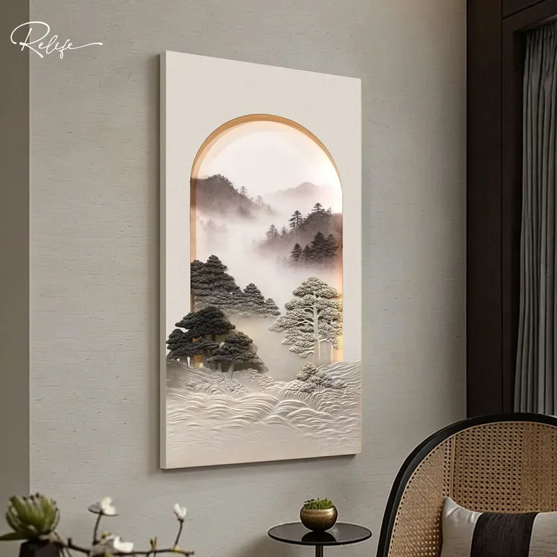 3D Relief Decorative Wall Painting for Entrance Hall Modern Lighting Model Patent Design Hanging Art Mural Wholesale Home
