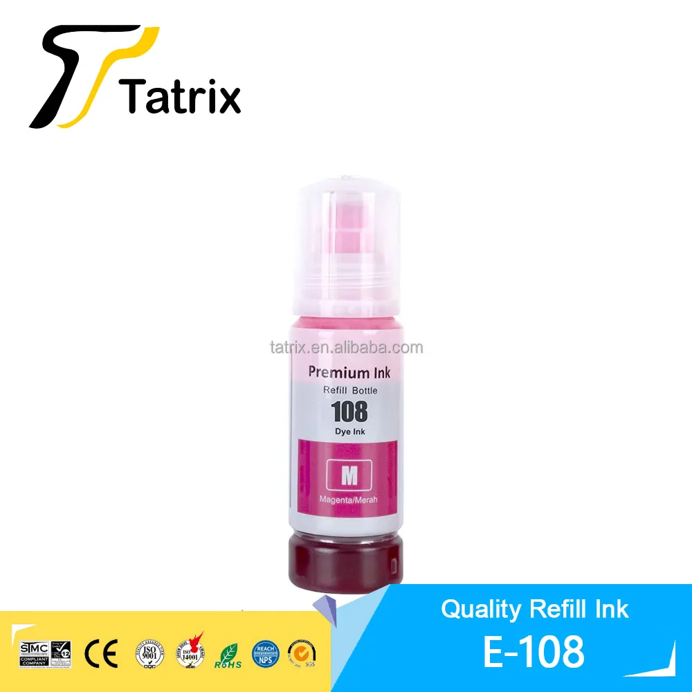 Tatrix For Epson 108 ink Compatible Color Water Based Bottle Refill Bulk Inkjet Ink 108 for Epson L8050/L18050 Printer