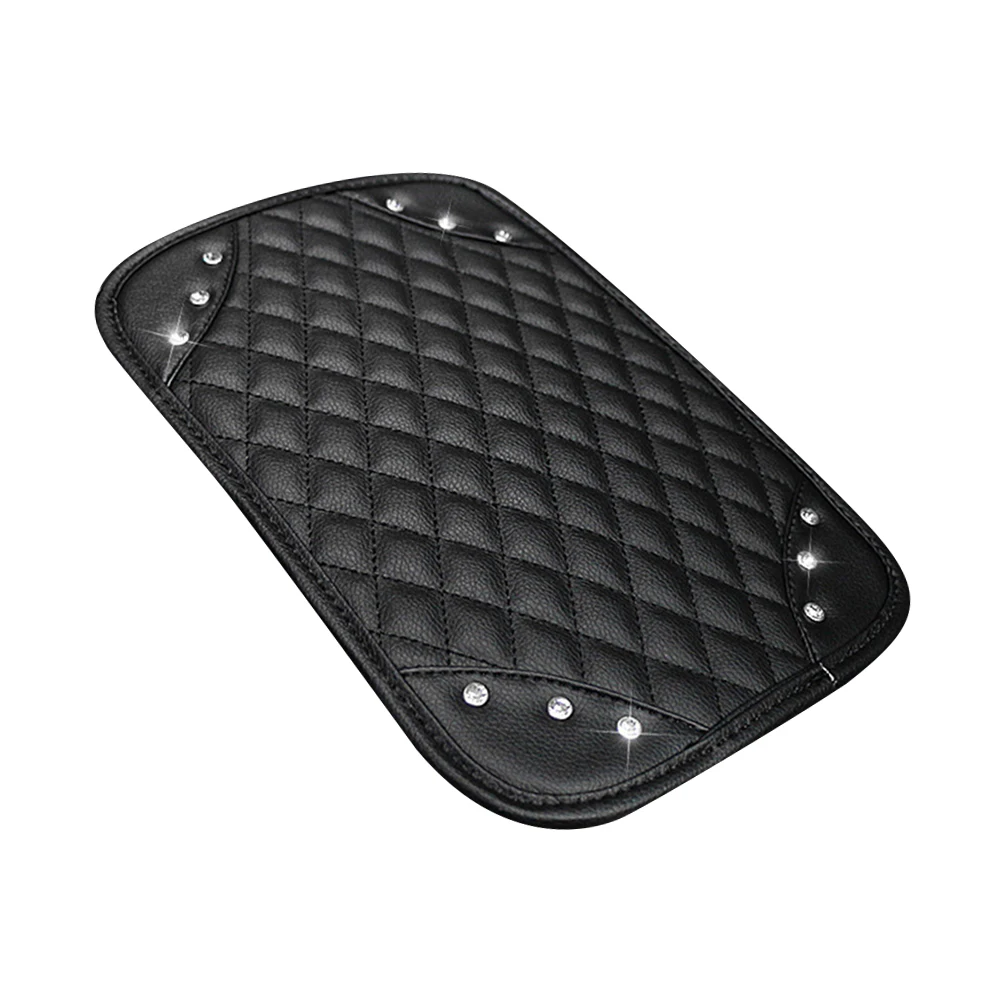 

Rhinestone Car Center Armrest Pad Elbow Support Box Mat Comfortable Durable Support For Long Driving Travel Black Color