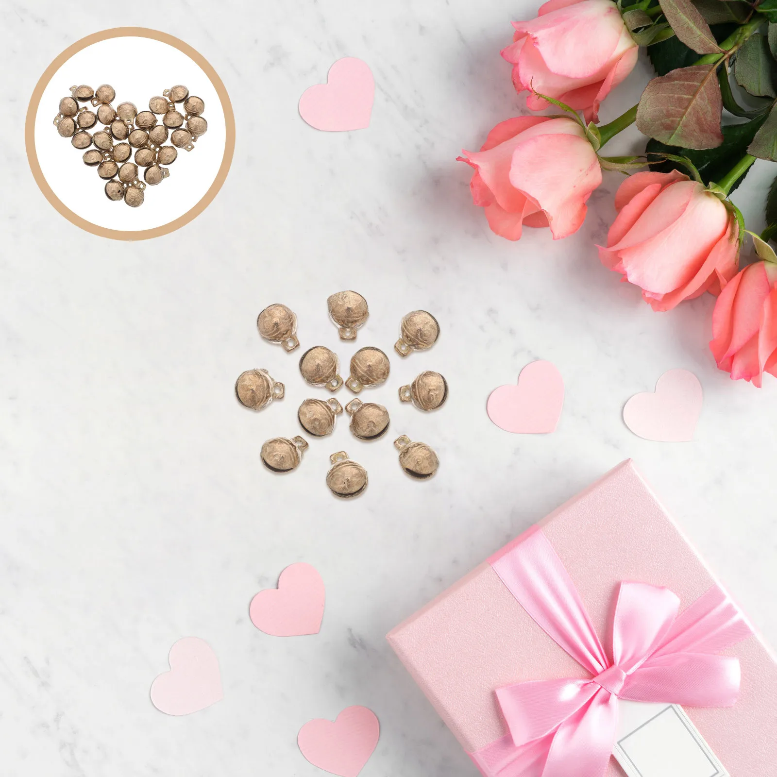 

30pcs 16Mm Tiger Head Bronze Jingle Bells Diy Wind Chime Decor Copper Bells Accessories For Jewelry Craft Holiday Party Supplies