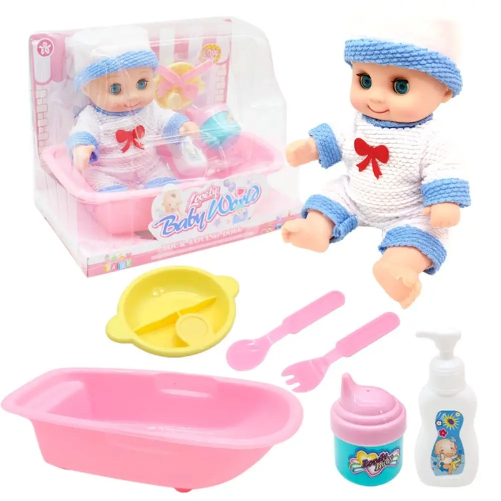 Pretend Play Simulation Baby Bonecas, Kawaii, Bonito, Fofos, Brinquedos de Vestir, Articulação rotativa, Banheira, Criança infantil