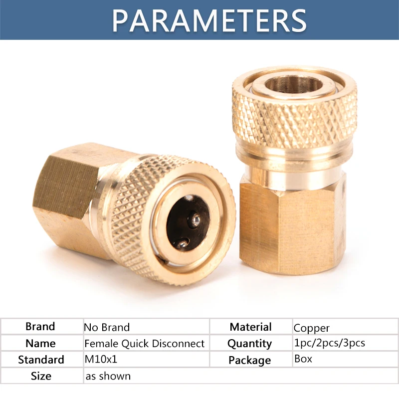 2pcs M10 Thread Quick Release Couplings Disconnect 8mm Air Refilling Coupler Sockets Copper Quick Connectors Releasing Fittings