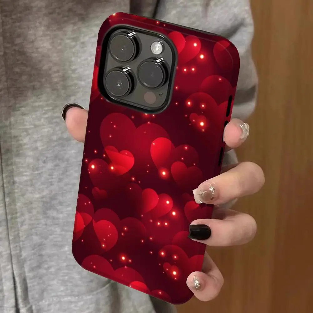 

love heart wallpaper Phone Case Double-layered 2-in-1 Film Case For IPhone 16 15 Promax 14 13 Pro 12 11 plus Samsung S Covers