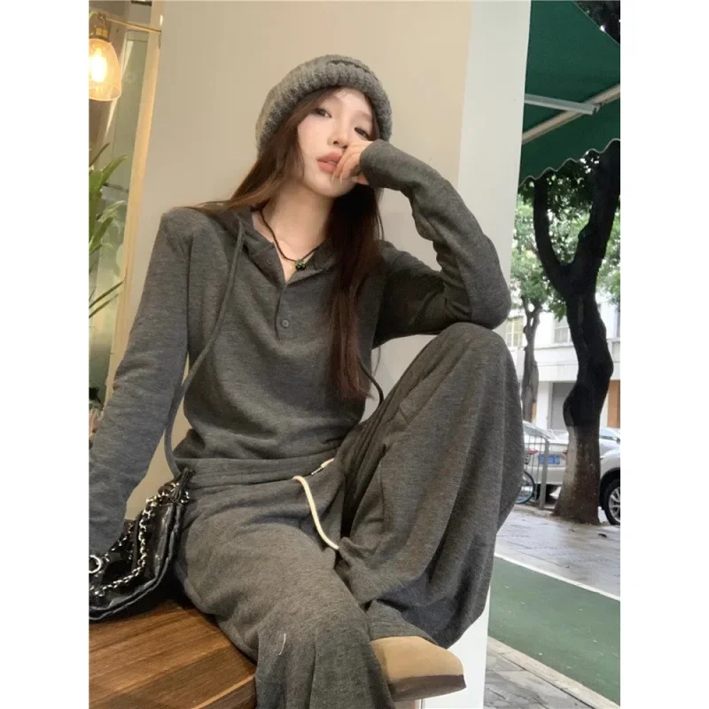 Autumn New Fashionable Sport Suit Salt System Matching Idle Style Hooded Bell Bottoms Casual Trousers Women's 2-Piece Set