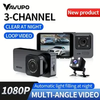 1080P Dash Cam Triple Lens Front Rear View Night Vision Wide-Angle Motion Detection Parking Mode HD Video 360 Vehicle Monitoring
