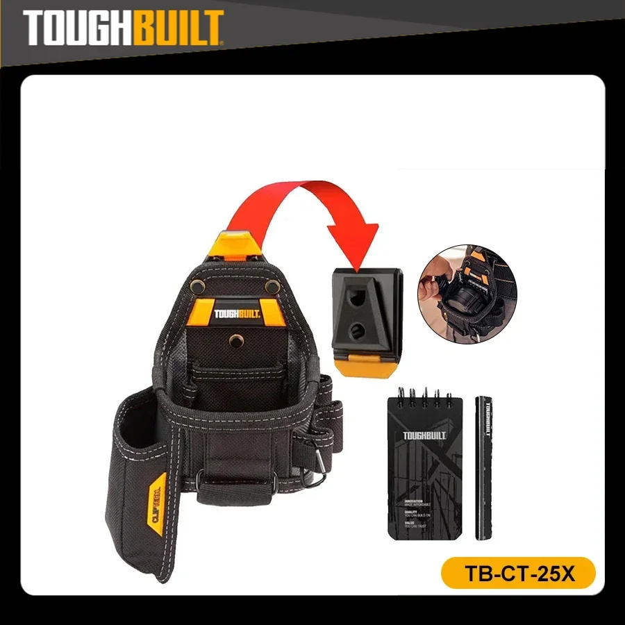 TOUGHBUILT TB-CT-25X Tape Measure / Utility Knife Pouch + Notebook & Pencil Tool Belt Pouch Durable Power Tool Accessories