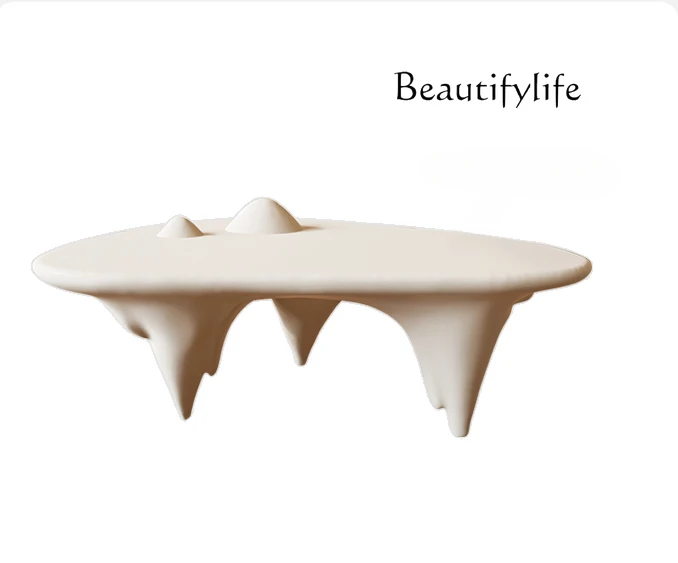 Cream Style Light Luxury and Simplicity High-Grade Tea Table Special-Shaped Creative Design Artistic Personality Tea Table