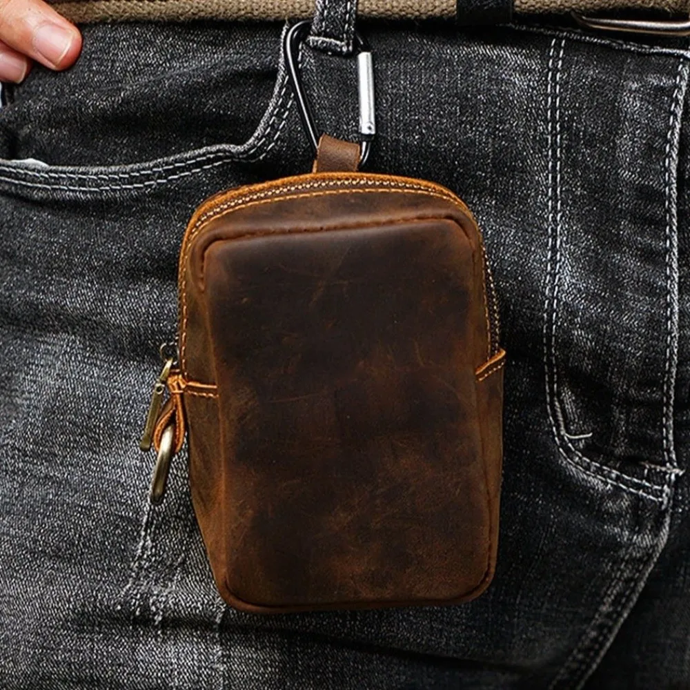 PU Leather Mini Leather Coin Purse Multi-Color Storage Bag Key Ring Pouch Key Coin Pouch Card Bag Belt Waist Bag Waist Bag Use