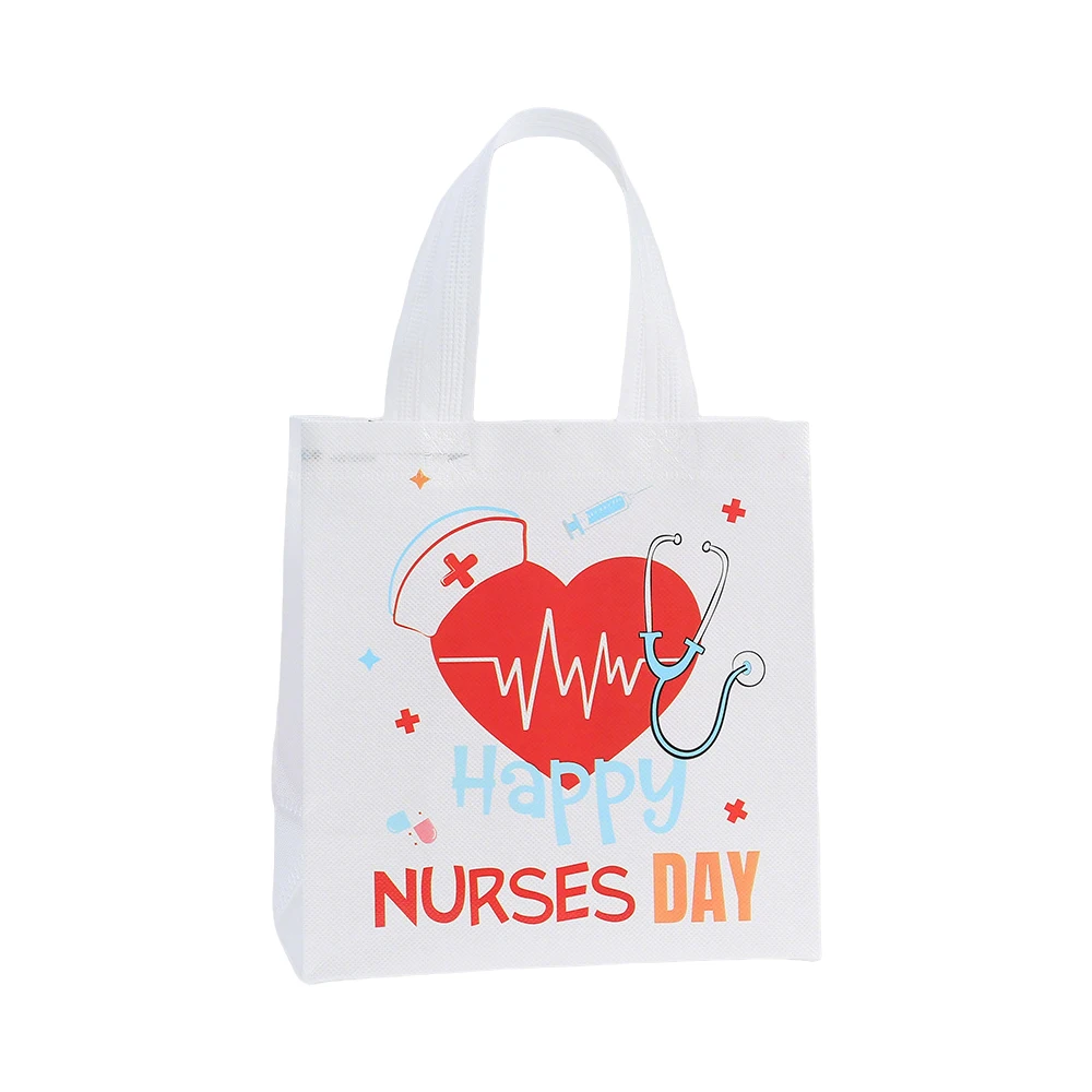 12 Stück Geschenktüten aus Vliesstoff zum Thema Krankenschwester-Tag, Süßigkeiten- und Kekstüten für Arzt- und Krankenschwester-Abschlussfeiern – Detail 2