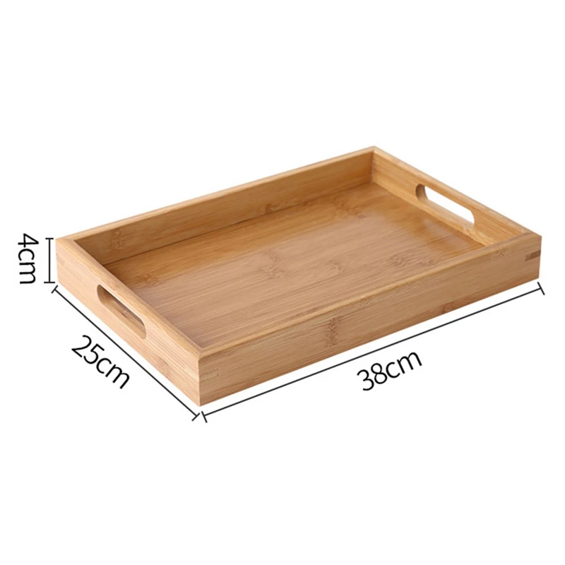 Bamboo Serving Tray With Handles Food Wood Table Trays Large Rectangular Tea Plate Wooden Hotel Dinner Plate