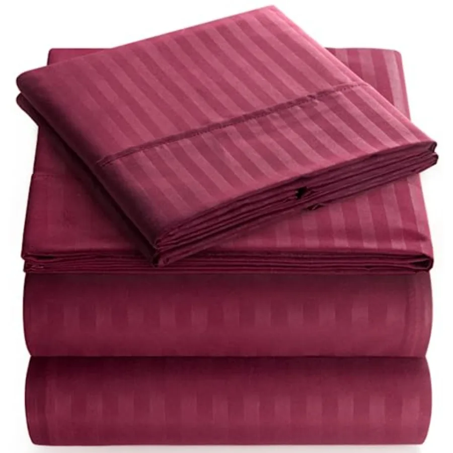 

Full Sheet Set - 4-Piece Striped Full Size Bed Sheets - Soft and Cooling Deep Pocket Full Bed Sheet Set - Wrinkle-Free Microfib