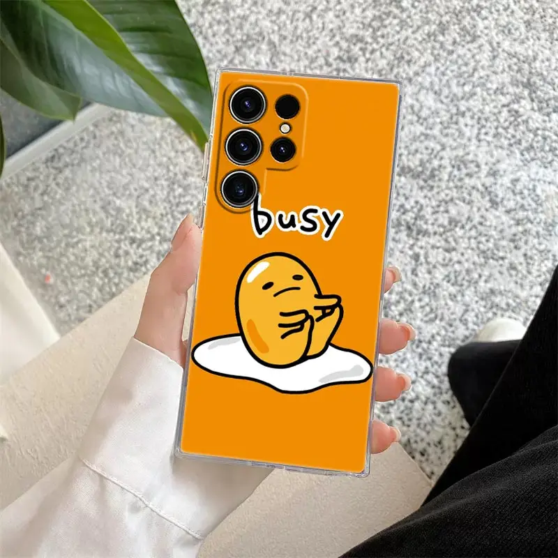 Legrační gudetama žlutý vejce telefon pouzdro pro Samsung galaxy S24FE S25 S23 S21 uitra S20 s24 fehu s22 S25 plus A35 A55 pouzdro průhledný zakrýt