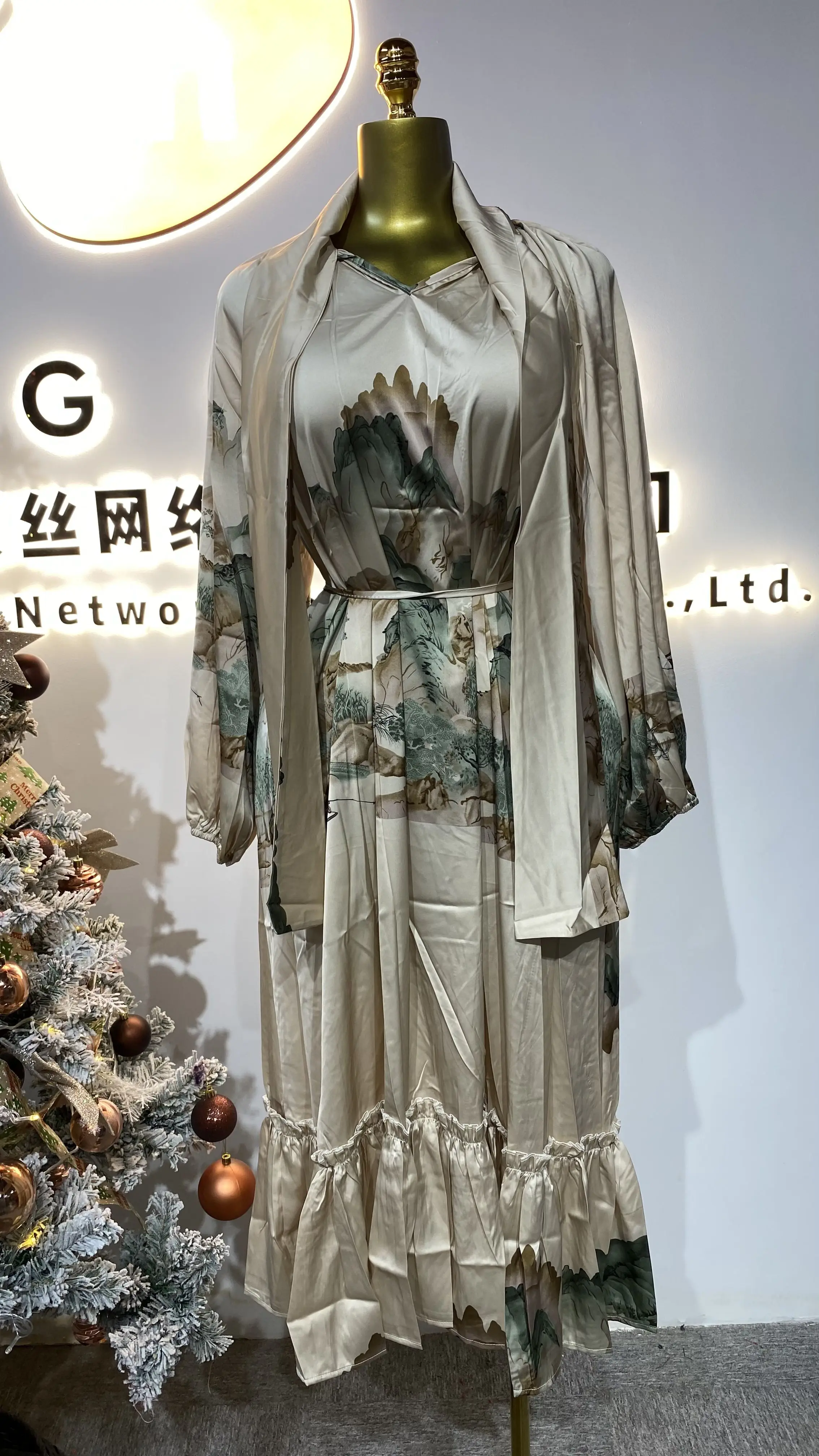 

Printed Maxi Dress Button Maxi Dress Turkish American African Dress Elegant Luxury Loose Suit-GZMM143