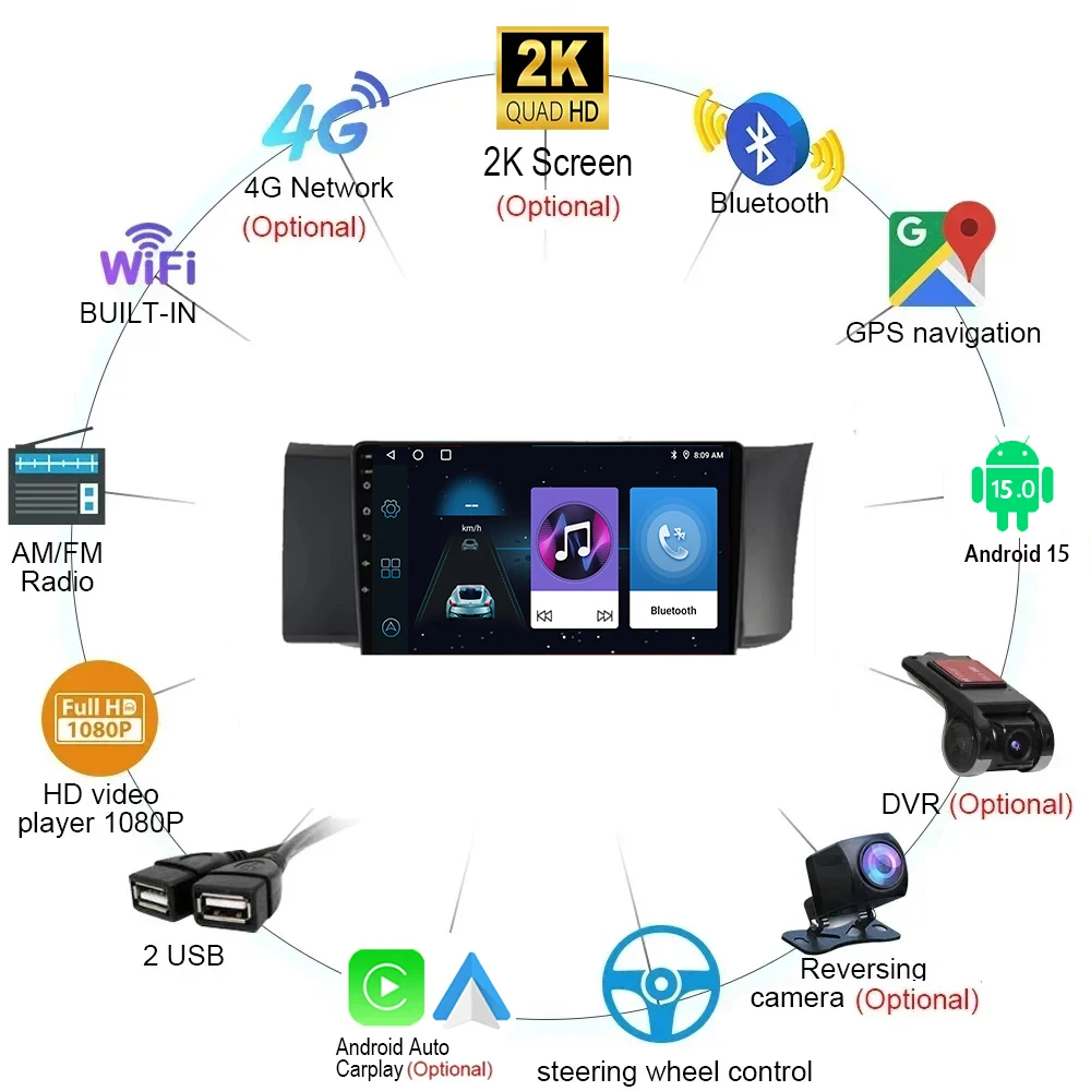 راديو سيارة أندرويد 15 لسيارة تويوتا GT86 GT 86 سوبارو BRZ سليل FRS 2012 2013 - 2016 وحدة رأس Carplay أوترويد نظام ملاحة GPS