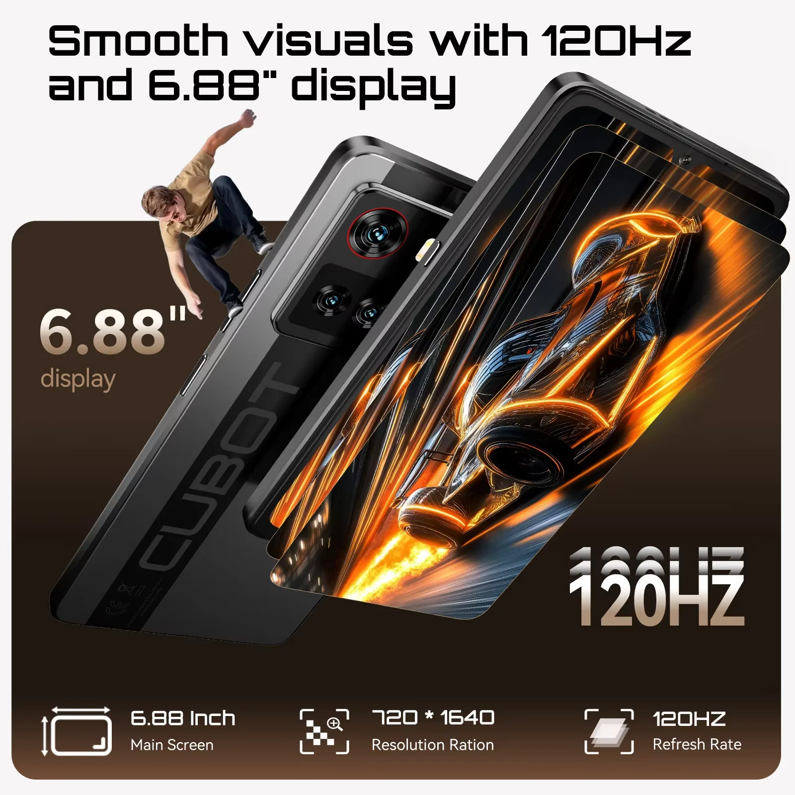 Cubot X100 Android 15 Dimensity 7025 5G الهاتف الذكي 6.88 "120 هرتز، 16 جيجابايت (8 + 8) ذاكرة الوصول العشوائي 256 جيجابايت كاميرا 64 ميجابكسل 5100 مللي أمبير 33 واط NFC الهاتف المحمول
