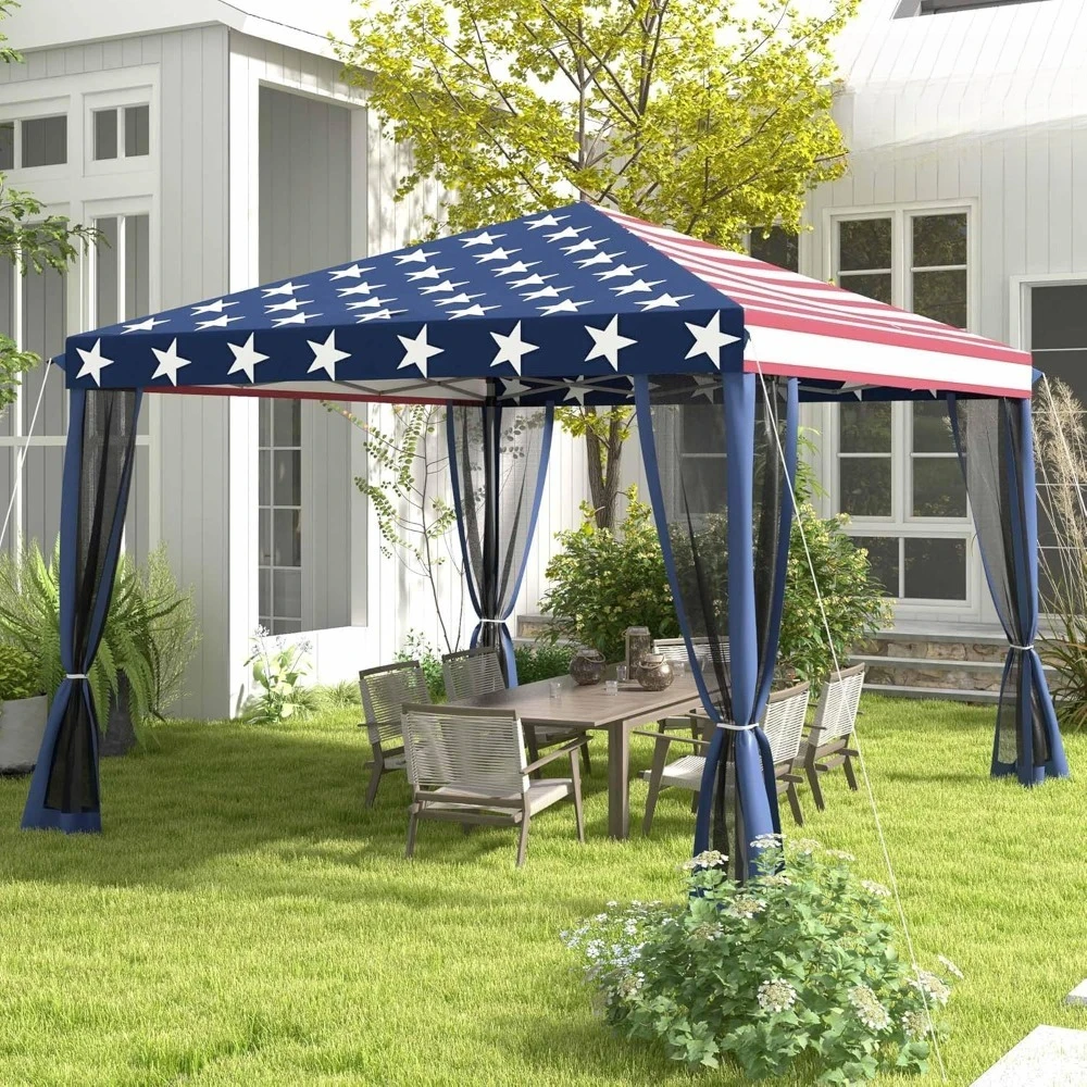 

10' x 10' Pop Up Canopy Tent with Netting, Instant Gazebo, Screen House Room with Carry Bag, Height Adjustable, Customized