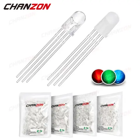 100 pz 5mm RGB LED Diodo Emettitore Micro Indicatore Arduino Rosso Verde Blu Multicolor Anodo Comune Catodo 3 V FAI DA TE PCB Circuito Lampadina