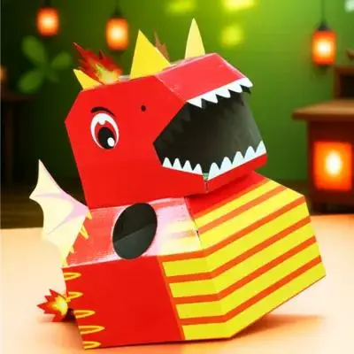 

1pc Dinosaur Wearable Carton Diy High-Quality Paper Kids Educational Lightweight Assembly For Party Birthday Children Day Gift