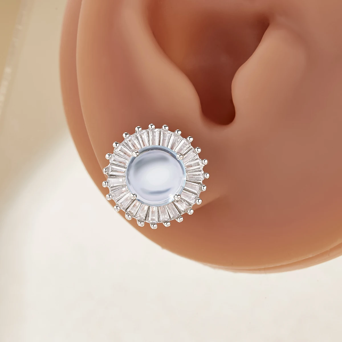 Halo Sun Flower Natural Sky Blue Topaz Studs Earrings November Birthstone Solid 925 Sterling Silver Earrings Gift 6310091