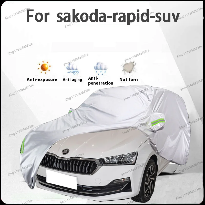 

For Skoda Rapid Fit Car Cover Waterproof Dustproof Sunshade (UV) Snowproof Silve Full Cover with All-Day Protection
