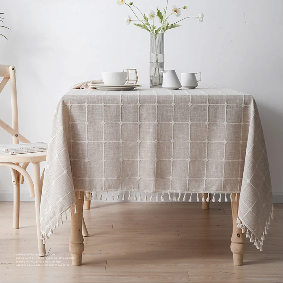 Kleines Gänseblümchen-Tischtuch aus Baumwolle im koreanischen Stil, Teetischdekoration, rechteckige Tischdecke für Küche, Hochzeit, Esszimmer – Detail 1