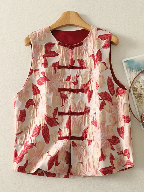 

Новый китайский женский джет с цветочной вышивкой, свободный топ на пуговицах, осенний модный традиционный Тан...