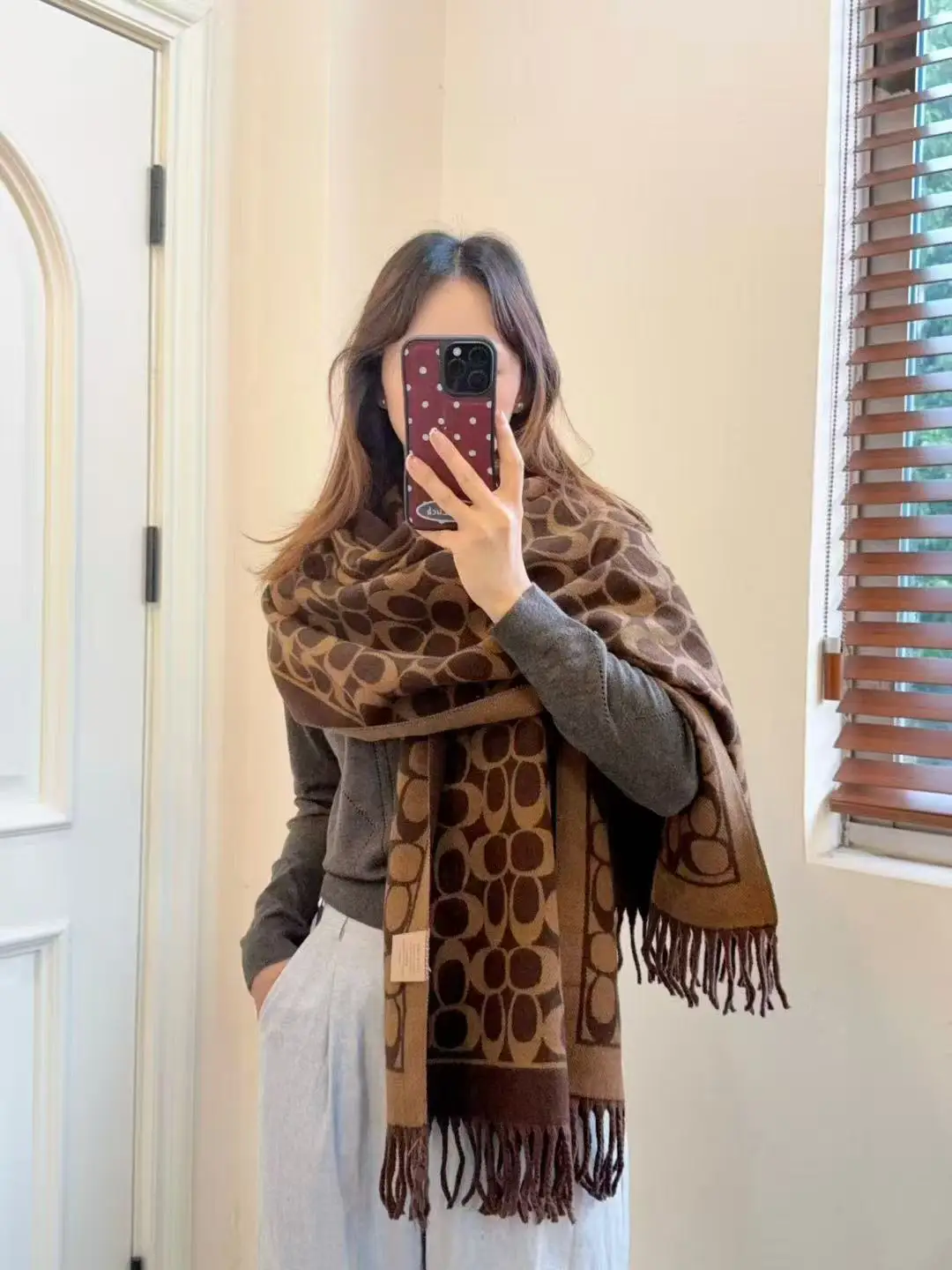 

Plush Faux Cashmere Scarf for Women, Double Sided Thick Winter Wrap, 2-in-1 Warm Shawl & Fashion Scarf, Soft & Cozy